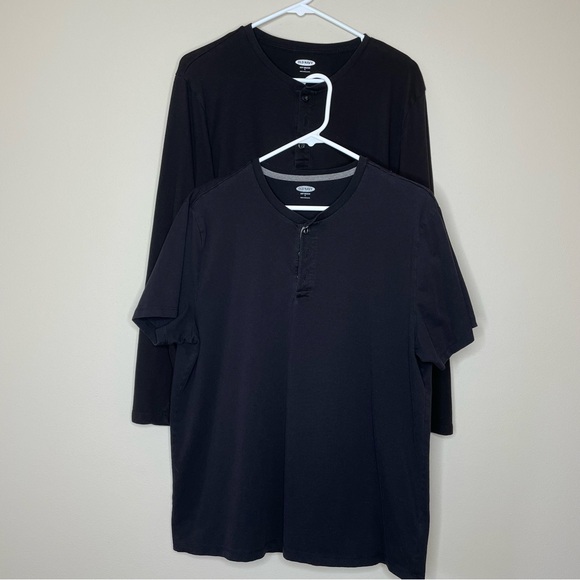 Final Markdown Old Navy Set of 2 Black Henley Tees - Picture 2 of 8